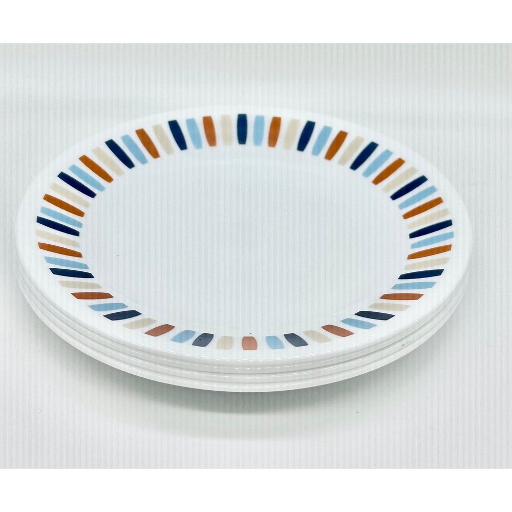 Set of 4 Corelle Payden Stripe Rimmed 6.75” round salad bread plates